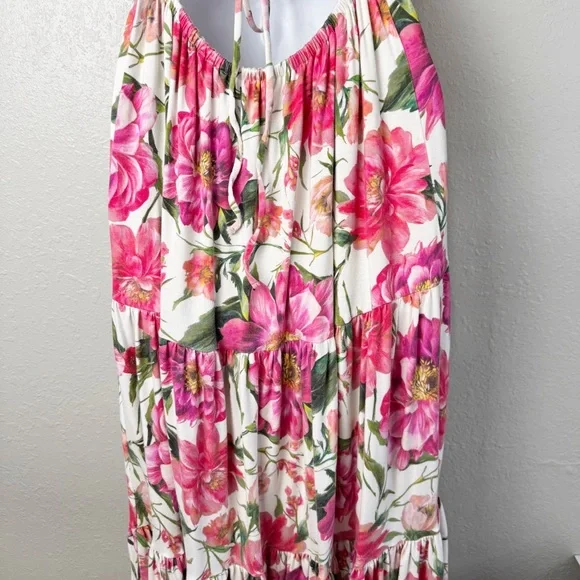 Express floral halter neck open back maxi sun dress L - Picture 9 of 12
